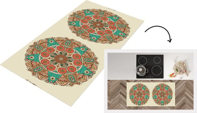 Keukenloper - Loper keuken - Mandala - Patronen - Pauw - 120x60 cm - Keukenloper vinyl