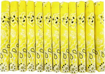 Bandana - Hoofddoek - Mondbescherming - Zakdoek - Sjaal - Paisley - Geel - Set van 12