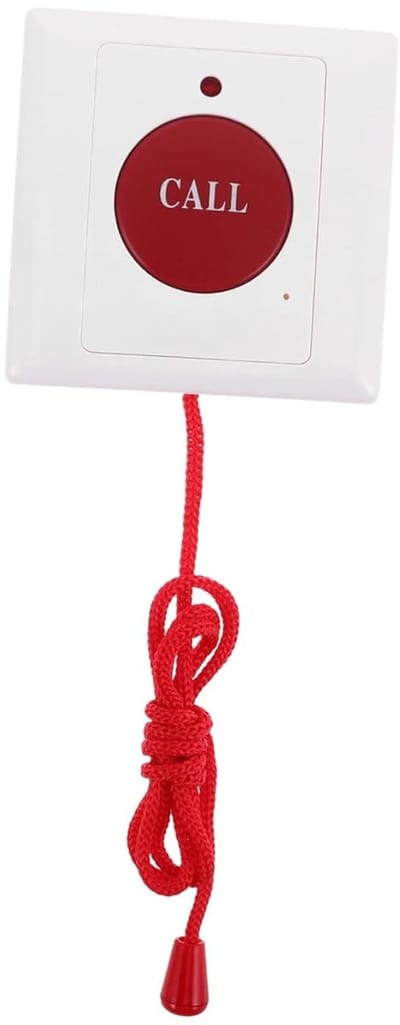 Noodoproepknop Alarmknop - Hulpknop Senioren - Direct Hulp Roepen - Trekkoord Bediening - 8.5 x 8.5 cm - Wit