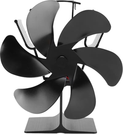 Warmtegestuurde Ventilator - Haard Ventilator - Efficiënte Warmte - Zelfstartend 6 Bladen - Diameter 16.5 cm - Zwart