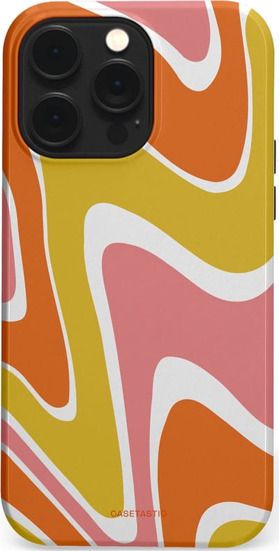Casetastic hoesje geschikt voor Apple iPhone 14 Pro Max - MagSafe - Dubbellaagse bescherming - Retro rave - Fashion Case - Goud Terracotta Koraal Wit