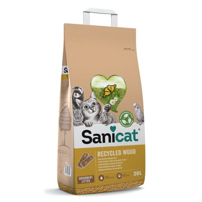 Dubbelpak: 2x20l Sanicat kattenbakvulling van gerecycled hout