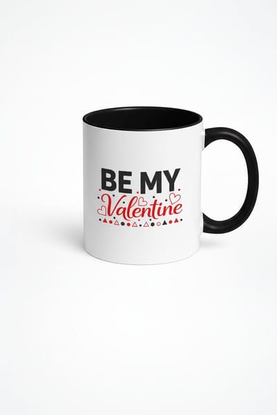 Be My Valentine" Valentijn Mok Wit Zwart met Hartjes - Romantisch Cadeau voor Liefde