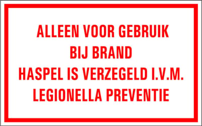 Legionella preventie tekststicker 400 x 250 mm