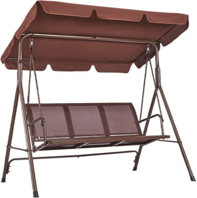 J&R Schommelbank - Schommelstoel - Tuin - Patio - Terras - Verstelbaar luifel - 3 personen - Bruin