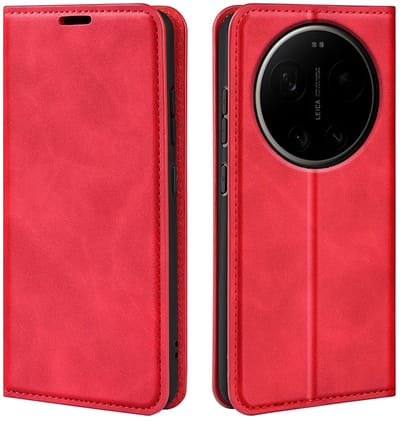 MobyDefend Hoesje - Geschikt voor Xiaomi 17 Ultra - Luxe Wallet Bookcase (Magnetische Sluiting) - Rood