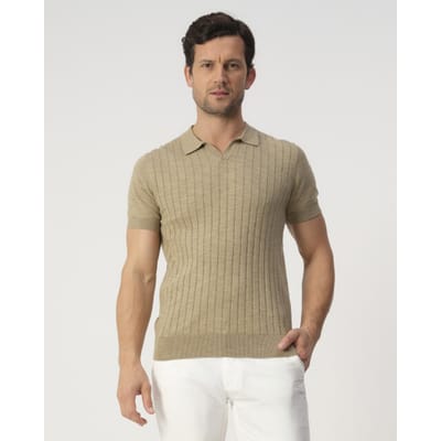 Campbell Poloshirt Polo Ss Nelson 103448 8061 Lemon Pepper Beige Mannen Maat - XL