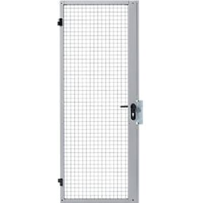 Enkele vleugeldeur, voor gaas-scheidingssysteem, Deuraanslag rechts/links, B 850 x H 2070 mm, met insteekslot, lichtzilver