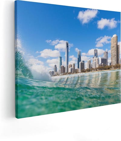 Artaza Canvas Schilderij Zeezicht Skyline - 50x40 cm - Wanddecoratie Strand - Muurdecoratie Golf - Kamer Accessoires