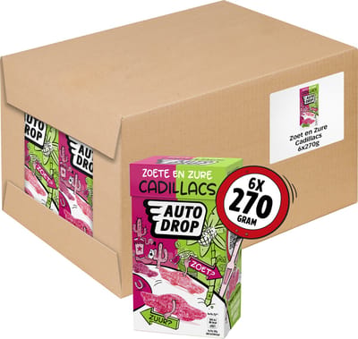 Autodrop - Snoep - Zoete & Zure Cadillacs - 6 doosjes - 270 gram