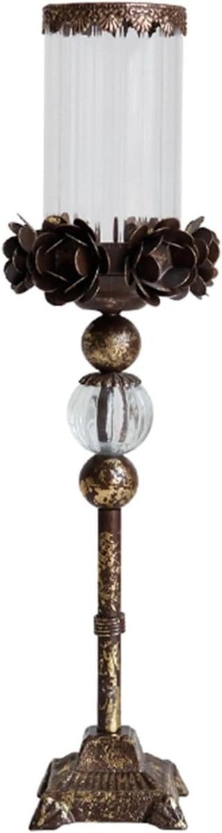 Kandelaars - Kaarsenstandaards - Decoratief Tafelstuk - Antiek Ontwerp - 47 cm Hoog - Zwart