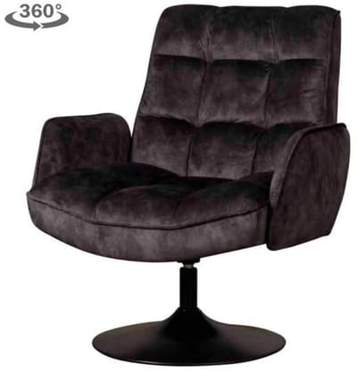 Tower Living Draaifauteuil Tropea - Donkergrijs Stof - Met Armleuning - 87x83x95cm