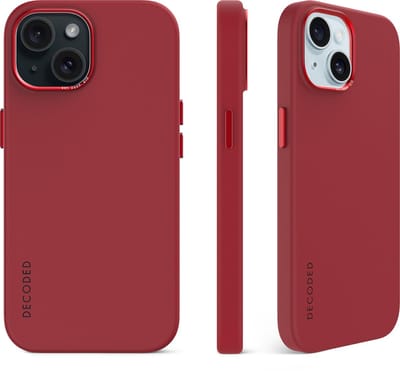 DECODED Siliconen Hoesje voor iPhone 15 Plus - Anti-Bacterieel Hoesje - Geschikt voor MagSafe - Astro Dust Rood