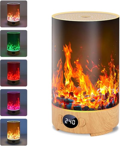 Aromatherapie Diffuser Luchtbevochtiger, Cool Mist Luchtbevochtiger, Kleur LED Luchtdiffuser, met 10 Sfeerverlichting 5 Mistmodi, 200 ml Tank, Auto Shut Off, Stil voor Thuiskantoor