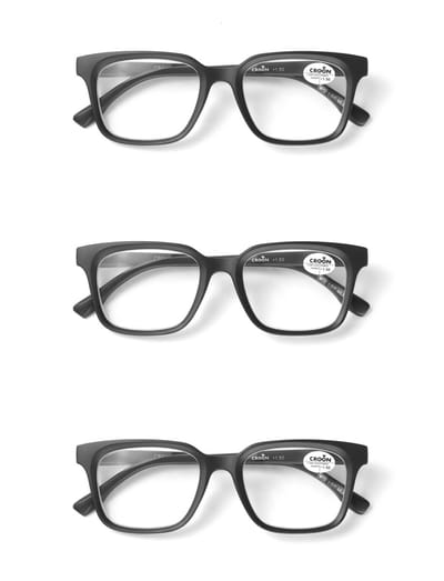 Set van 3 Premium Leesbrillen SQUARE - Sterkte +0.50 - Black Velvet - Voor Dames & Heren - Italiaans Design - Universele pasvorm
