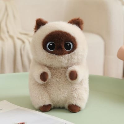 23 cm Zittende Kat Pluche Speelgoed Gevulde Siamees 3-kleurig Zwart Bruin Kitten Cartoon Dier Pluche Metgezel Cadeau 23cm