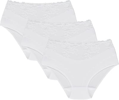 Comfortabele Katoenen Slip Dames met Hoge Taille en Kantdetail