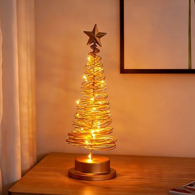 Sfeerverlichting - Tafellamp in de vorm van een kerstboom - Mini-kerstboom - 12*12*33cm - Decoratieve verlichting voor de slaapkamer - Klein tafellampornament-kerstboom met verlichting - sfeerverlichting binnen - tafellamp slaapkamer - Op batterijen
