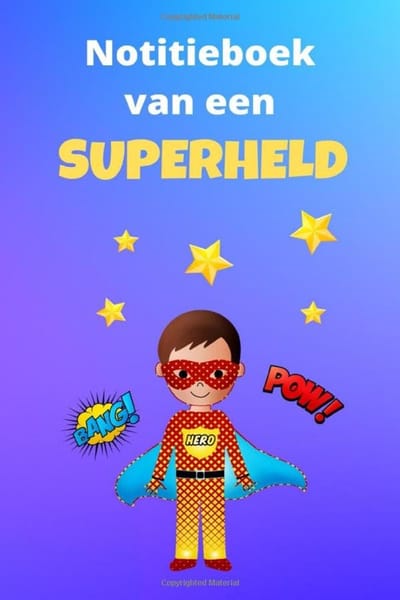 SnelShoppen - Notitieboek/Dagboek voor jongens - Superhelden editie - 105 gelijnde pagina's - 5.24 x 22.86 cm - Perfect voor kinderen - Cadeau voor ve
