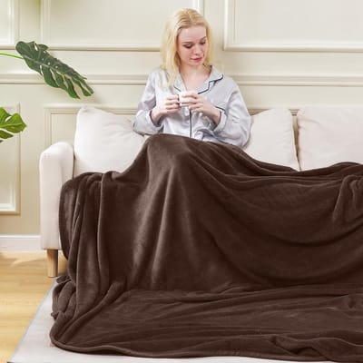 Plaid Dikke Fleece Deken 220x240 cm Chocolade kleur Zacht en Warm Dubbele Beddeken en Flanellen Sofa Throw Dubbelzijdig Omkeerbaar