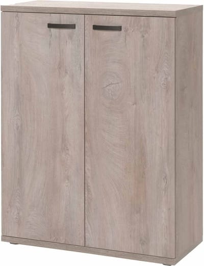 Lage dichte kantoorkast Erasmus Eiken - Breedte 90 cm - Hoogte 117 cm - Diepte 40 cm - Met planken - Met openslaande deuren