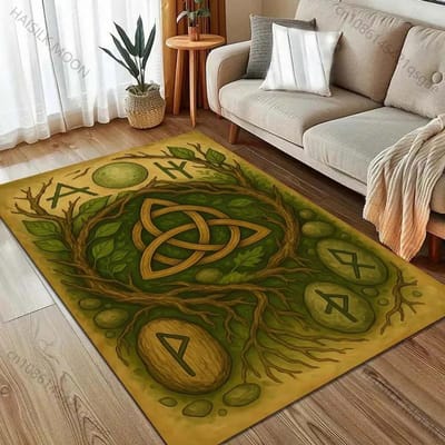 Mystiek Keltisch Runenpatroon Tapijt Binnenvloerkleden Tapijten voor Woonkamer Slaapkamer Bank Eetkamer Geweldig Cadeau voor Vrienden Familie 40x60cm (16x24in) black