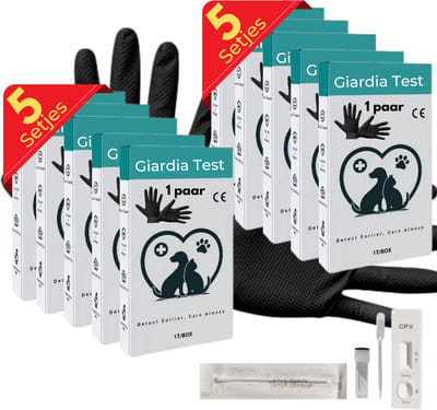 Maxenza Giardia Test Kit - Giardia Rapid Test - Giardia Snap Test - Giardia Ag Rapid Test - Giardia Test voor Honden en Katten - 10 Stuks - inclusief 10 paar handschoenen