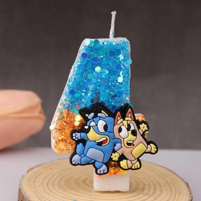 Bluey Bingo Anime Kaars Schattig 3D 0-9 Cijfer Cartoonfiguur Feesttaart Stekker Verjaardagsdatum Taartdecoratie Cadeau