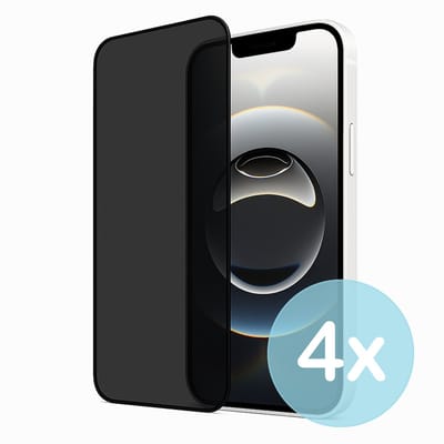 Privacy Screenprotector Geschikt voor iPhone 16e / 17e– Anti-Gluren – Krasbestendig Gehard Glas 9H – Volledige Dekking – 4-Pack – FuturiQ