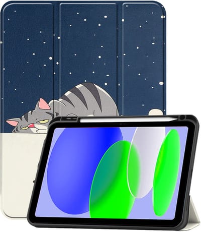 Hoesje Geschikt voor Apple iPad A16/A18 (2025/2026) - 11 inch (11e & 12e generatie) - Dun & Stevig - Trifold Bookcase - Hard Cover Case - Met Uitsparing Geschikt voor Apple Pencil - Hardcover Book - Tablet Hoes - Kat