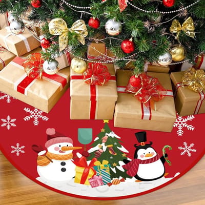 Kerstboomhoes van 88 cm, rode beschermhoes voor kerstboom, basisplaat met kerstdesign als cadeau voor de feestdagen