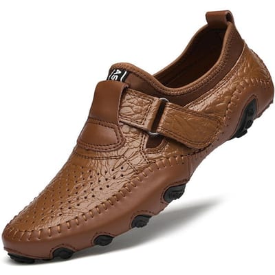 Gommino Heren Echt Leer Herenschoenen Lente en Zomer Tide Ademend Holle Casual Schoenen Heren Slip-on Zachte Zool Rijschoenen Heren 47 lichtbruine kleur