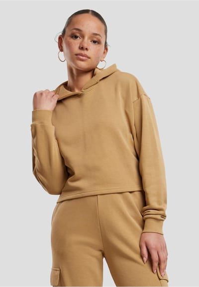 Urban Classics - Oversized Light Terry Crop Hoodie - XL - Beige