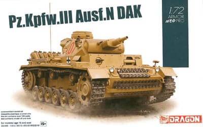Dragon Modelbouwpakket Militaire voertuigen - 7634 Pz.Kpfw.III Ausf.N DAK - Armor Neo Pro Plastic - 1:72 - Modelbouw