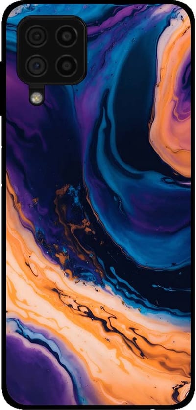 Smartphonica Telefoonhoesje voor Samsung Galaxy A22 4G marmer look - backcover marmer hoesje - Blauw geschikt voor Samsung Galaxy A22 4G