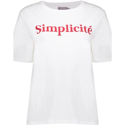 Geisha T-shirt Simplicite Off-white/red Size: L | T-Shirts Outlet | Dames | Wit