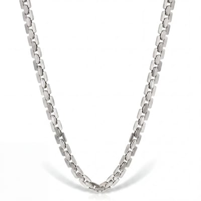Mauro Vinci Heren Ketting Staal – Zilverkleurige Schakelketting Heren – Stainless Steel Halsketting 50 cm – Minimalistische Herenketting – Luxe Cadeau voor Man – Inclusief Geschenkverpakking