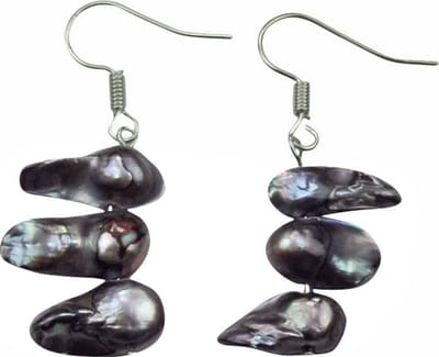 Zoetwater parel oorbellen Pearl Blister Black - oorhangers - echte parels - sterling zilver (925) - zwart - grijs - luxe sieraden zakje - parel oorbellen dames