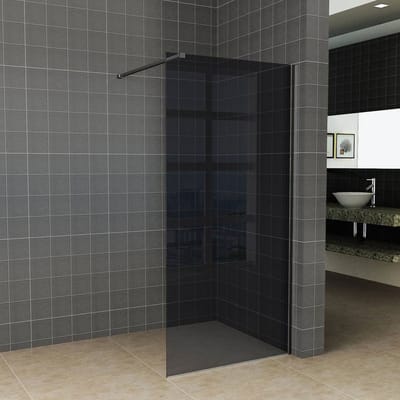 Diamond Line - Inloopdouche / Douchewand - 140x200 - Mat Zwart - Rookglas - 8mm Veiligheidsglas