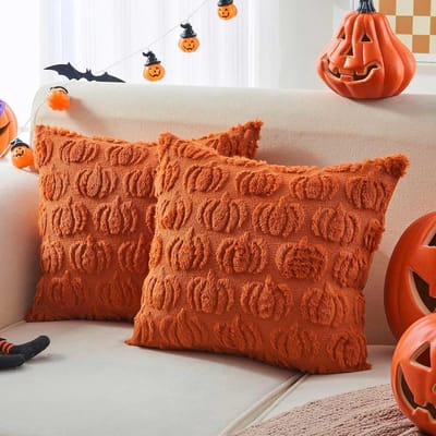 Set van 2 Halloween Kussenslopen met Pompoen en Spook Design (45x45 cm)