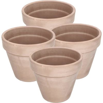 KOTARBAU® Terracotta Bloempot Ø 15 cm - Terracotta Plantenpot met Afvoergat 4 unidades Bloempot - Ongeglazuurde Keramiek - 13 cm hoog - Mokka