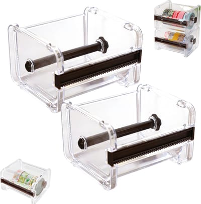 2 stuks Plakbandhouder - Plakbandsnijder - Plakbanddispenser - Plakbanddispenser - Tapesnijder - Transparante multifunctionele organizer voor washi - kantoortapedispenser - Geschikt voor gebruik als planner DIY kantoorwerk studie of voor docenten