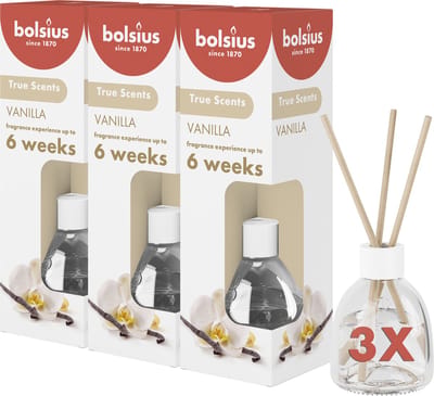 Bolsius True Scents - Geurstokjes - Vanille - 3 stuks - Voordeelverpakking - 60ml