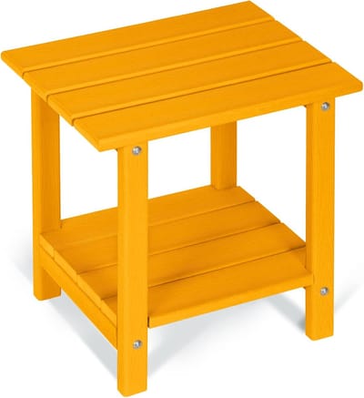 Bijzettafel met 2 niveaus - Kleine buitentafel - Buitenmeubilair - Houtachtige nerf textuur - 43 x 34 cm - Mandarijn