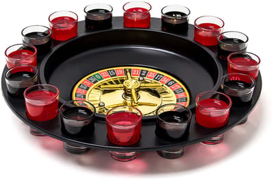 drankspel roulette - met draairad - shotglaasjes en balletjes - voor feestjes