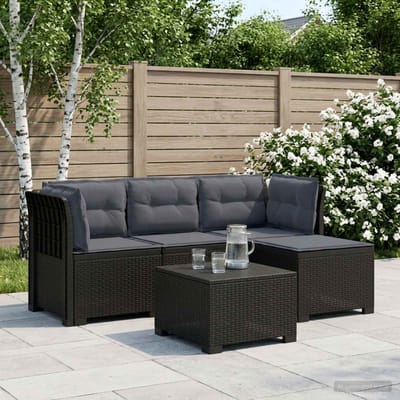 vidaXL - 4-Zitter - Tuin - Sofa - met - Kussens - Rattan - Look - PP - Antraciet
