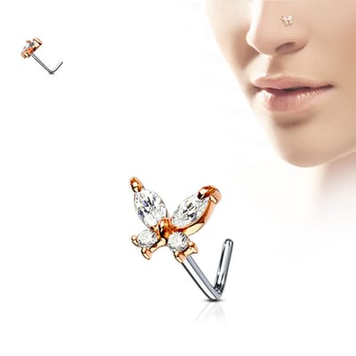 Neuspiercing vlinder sierlijk 0.8x6x5 - zilver rose - LMPiercings