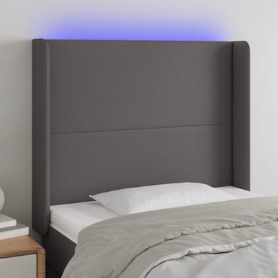 vidaXL - Hoofdbord - LED - 83x16x118/128 - cm - kunstleer - grijs