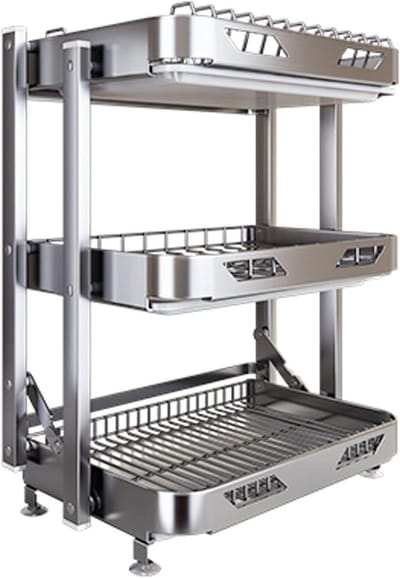 Opvouwbaar Afdruiprek - Keuken Organizer - Keuken Opbergen - Grote Capaciteit - 3-laags - Zilverkleurig
