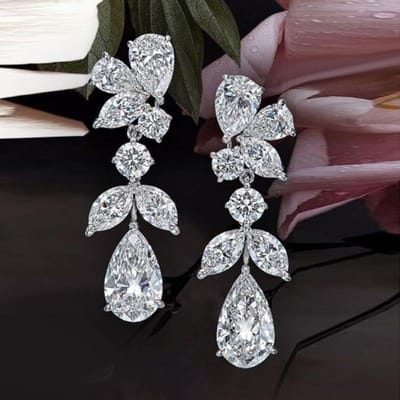 Boucles d'oreilles pendantes Huitan pour femmes, design esthétique, avec zircone cubique blanche, pour mariage, fiançailles, bijoux de fête gray